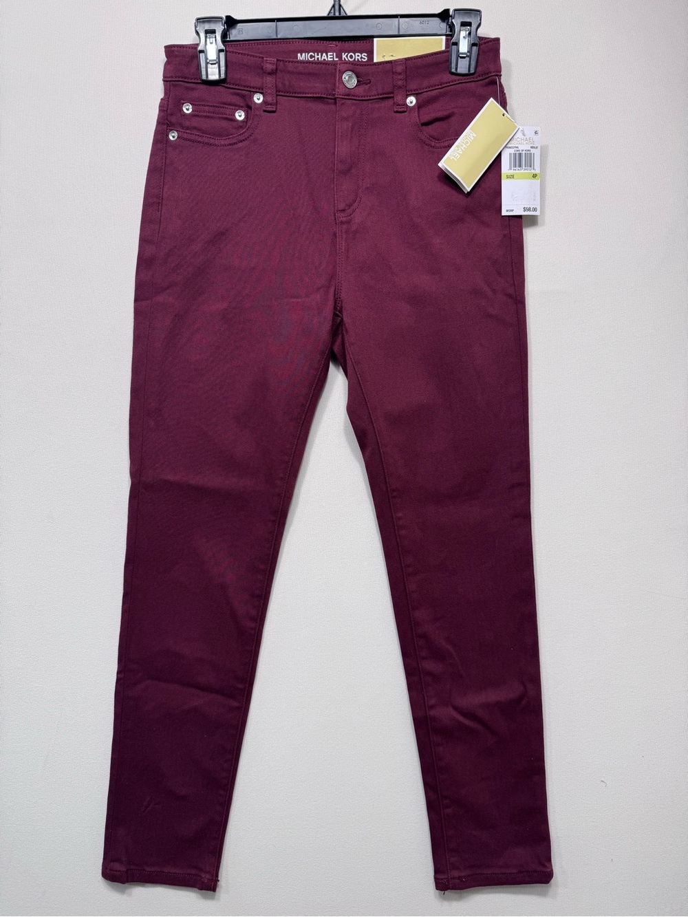 Michael Kors high-rise selma skinny jeans color merlot NWT size 4 P